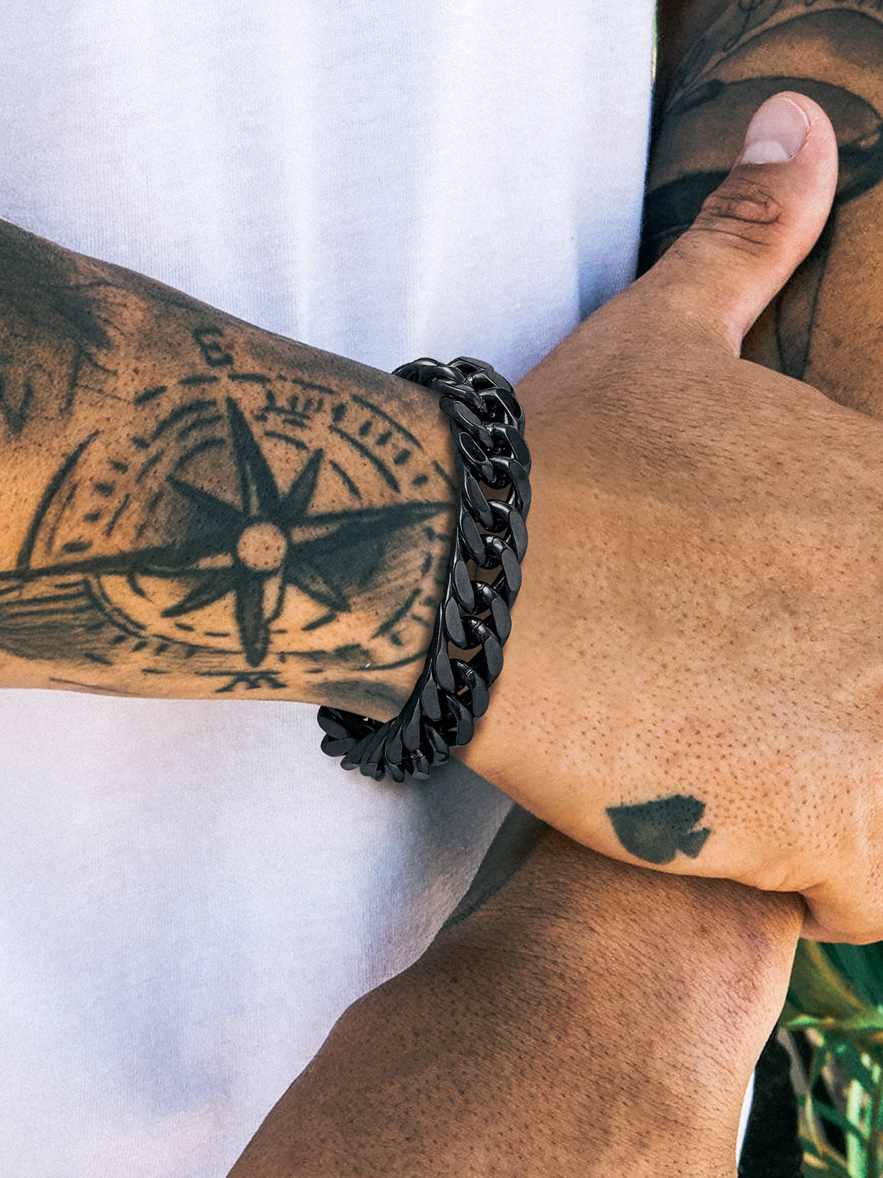 12Mm Cuban Chains Bracelets for Mens Black Chunky Stainless Steel Franco Link Bracelet for Boys, Cool Hip-Pop Bracelet Birthday Gift, 19Cm/7.5"