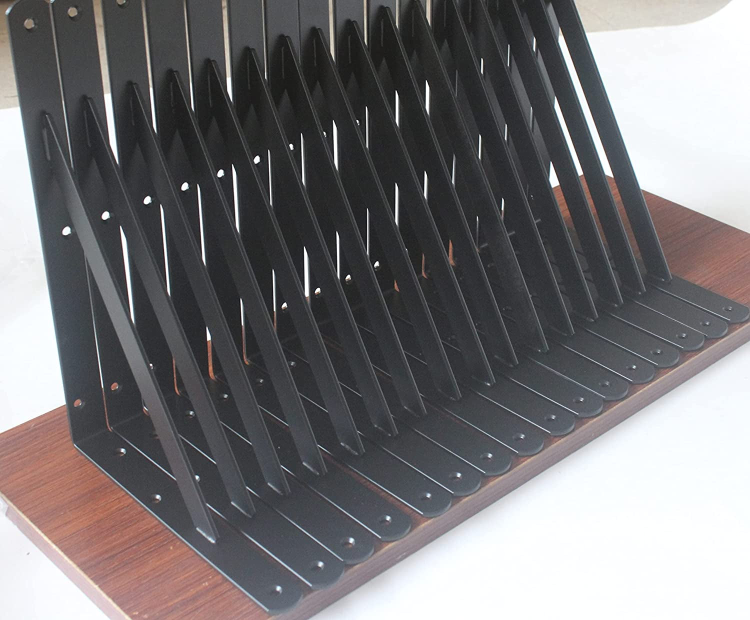12 Pack L11" X H 8" Black Heavy Duty Shelf Brackets with Screws Metal Shelf Brac