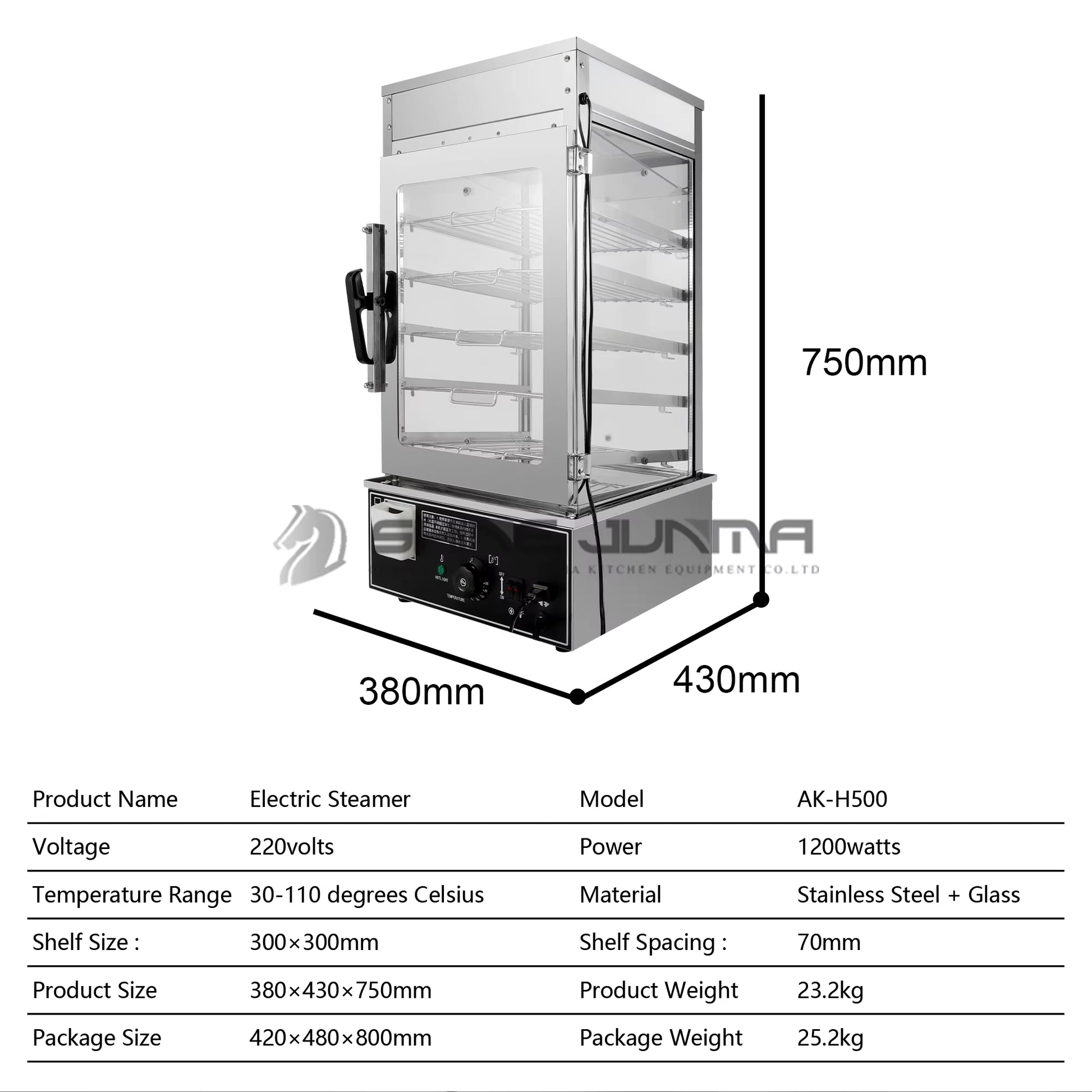 1200W 5 Layer Commercial Bread Stainless Steel Food Steamer Machine Food Display Steamer Electric Chinese Bun Steamer