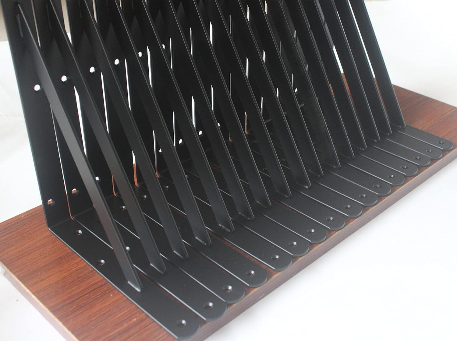 12 Pack L11" X H 8" Black Heavy Duty Shelf Brackets with Screws Metal Shelf Brac